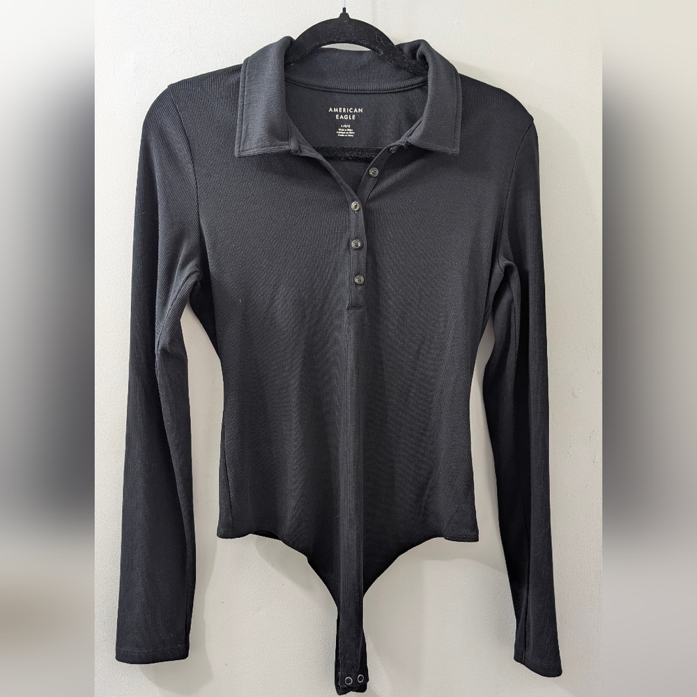 American Eagle Outfitters Black Long Sleeve Bodysuit